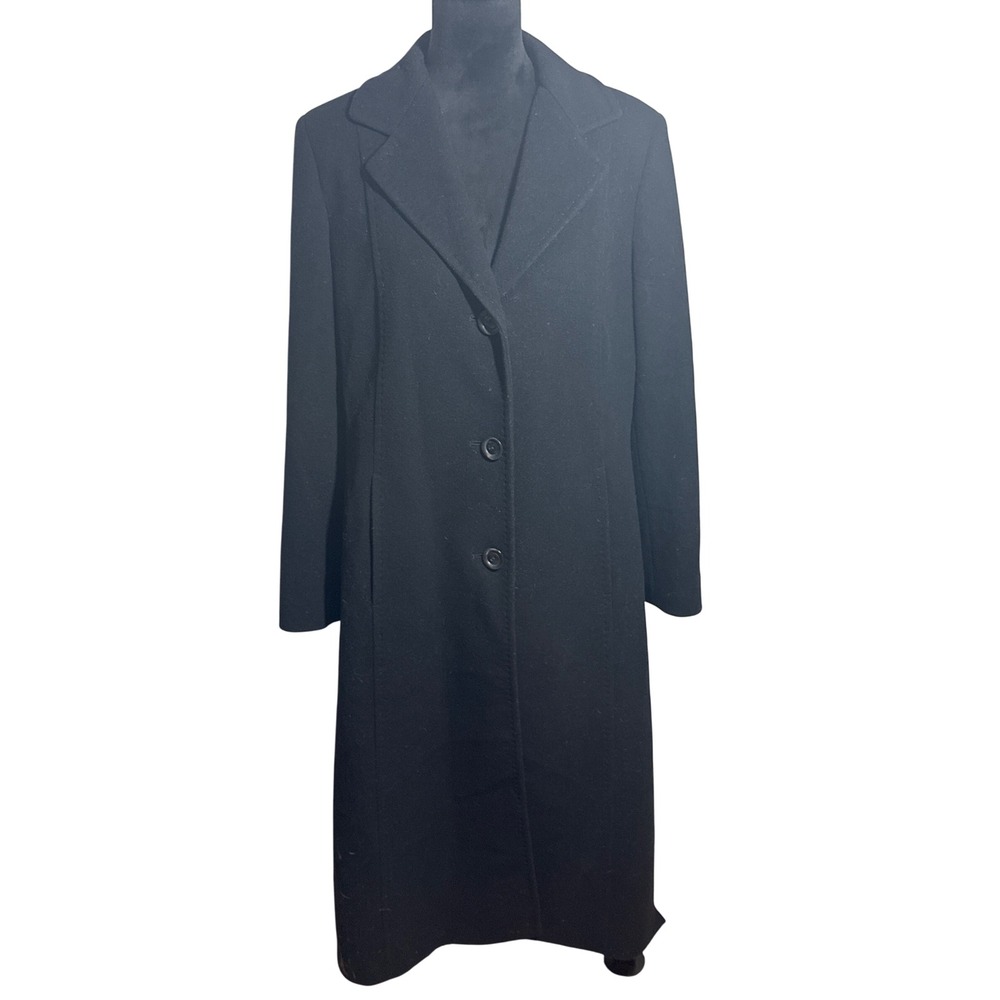 Kristen Blake Black wool cashmere blend Pea Coat single front‎ vintage Sz 14P